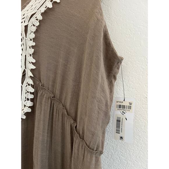 NWT NY Collection Womens Crochet Trim Casual Maxi Dress Large Fairy Casual Boho - Picture 8 of 16